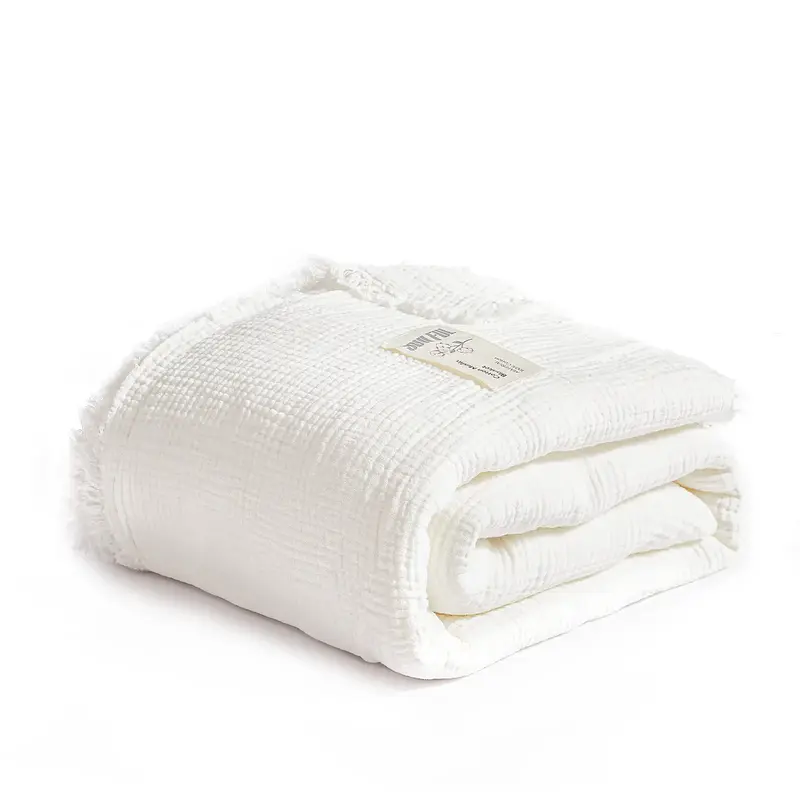【 Christmas gifts】SOULFUL 100% Cotton Muslin Blanket, 4-Layer Lightweight and Breathable Soft Blanket for Couch or Bed,  ...
