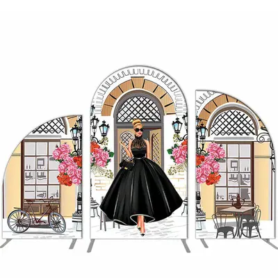 Aperturee Fashion Girl Street Cafe Birthday Arch Backdrop Kit | Chiara Wall Backdrop Diy | Custom Chiara Arched Covers | Chia...