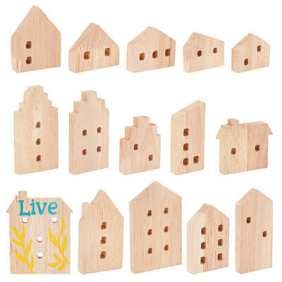 15Pcs 15 Style Unfinished Wood Tray