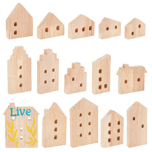 15Pcs 15 Style Unfinished Wood Tray