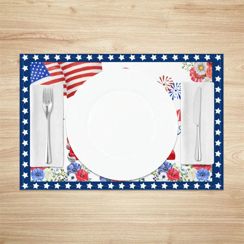 Blue Red Car Floral Flag Spark Set Of 4 Placemats - Aperturee