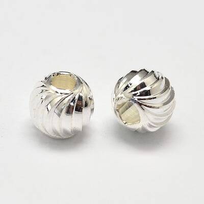 Rack Plating Brass Corrugated Round Spacer Beads