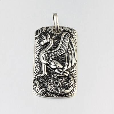 Rectangle with Dragon 304 Stainless Steel Pendants