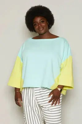 Debbie Top (Mint & Yellow) | size: XS