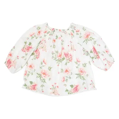 ZARA Womens Off Shoulder Blouse White Long Sleeve Floral S