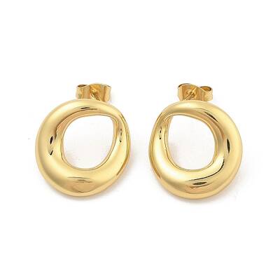 Donut PVD Vacuum Plating 304 Stainless Steel Stud Earrings for Women