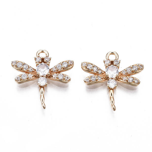 Brass Micro Pave Clear Cubic Zirconia Pendants