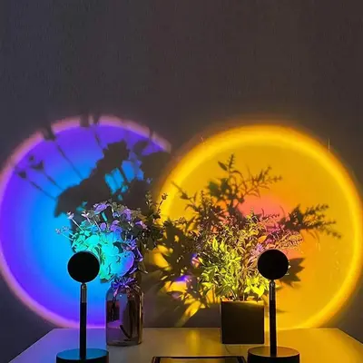 Sunset Lamp Projector with Rotatable Lamp Holder, 1 Count 16-color Changing Sunset Projector Night Light, USB Rechargeable Re...