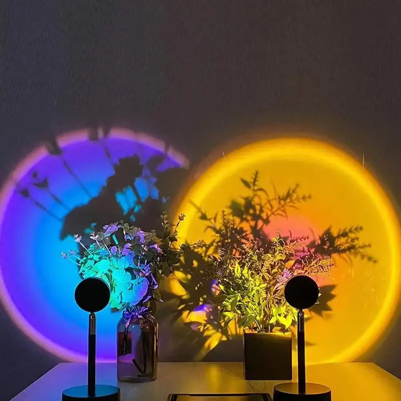 Sunset Lamp Projector with Rotatable Lamp Holder, 1 Count 16-color Changing Sunset Projector Night Light, USB Rechargeable Re...