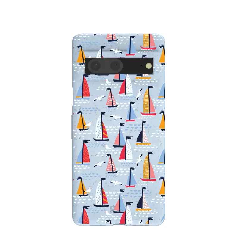 Powder Blue Sails and Seagulls Google Pixel 7 Case
