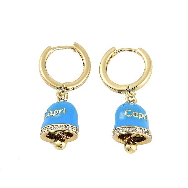 Bell Brass & Enamel Hoop Earrings for Women
