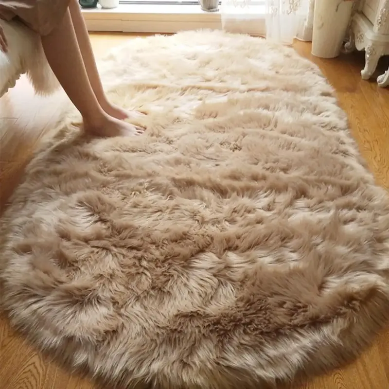 Oval Shaped Soft Fluffy Rug, 1 Count Non-slip Floor Carpet, Durable Decorative Mat, Decorative Mat for Living Room Bedroom Ho...
