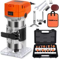【Deals for You Days】THINKWORK Compact Router, 6.5-Amp 1.25 HP Compact Wood Palm Router Tool, 6 Variable Speeds Wood Trimm...