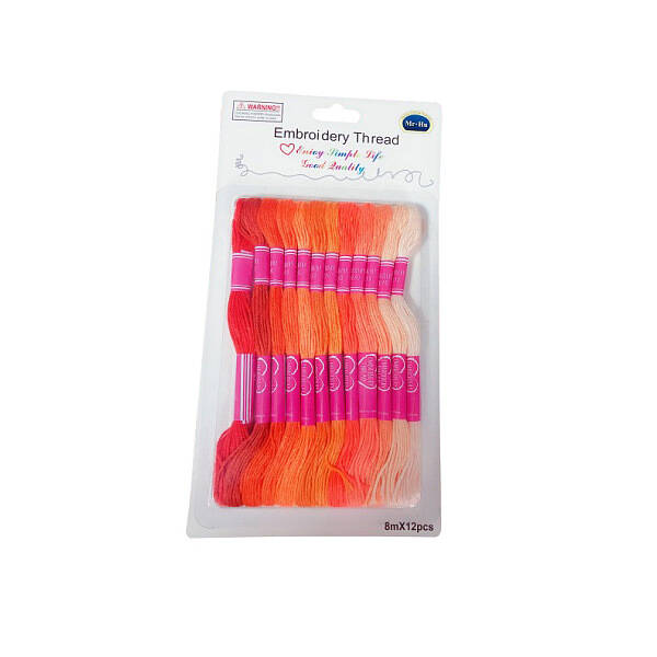 12 Skeins 12 Colors 6-Ply Polyester Embroidery Floss