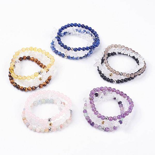 Natural Mixed Gemstone Stretch Bracelets