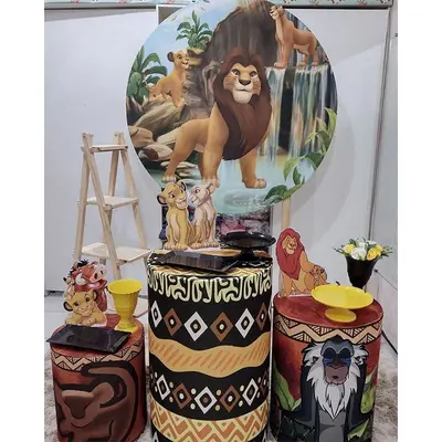 Aperturee Brown Lion And Waterfull Round Birthday Backdrop Kit | Custom Round Birthday Backdrop | Round Backdrop Cover Diy | ...