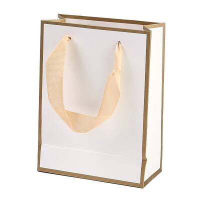Rectangle Paper Bags with Ribbon Handles