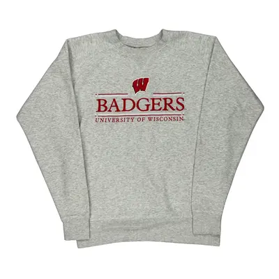 University Of Wisconsin Champion Ncaa Sweatshirt - Medium Grey Cotton Blend