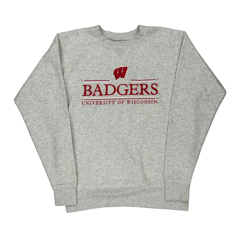 University Of Wisconsin Champion Ncaa Sweatshirt - Medium Grey Cotton Blend
