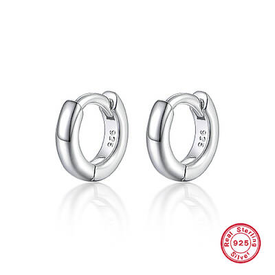 Anti-Tarnish Rhodium Plated Platinum 925 Sterling Silver Hoop Earrings