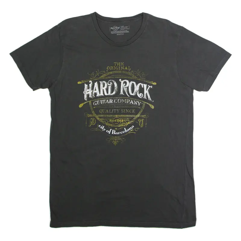 HARD ROCK CAFE Barcelona Mens T-Shirt Grey Crew Neck L