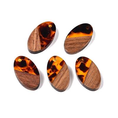 Transparent Resin and Walnut Wood Pendants