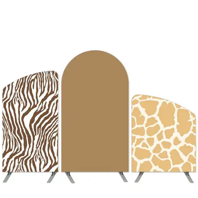 Aperturee Safari Wild Theme Light Brown Pattern Arch Backdrop Kit | Diy Round Arch Backdrop | Diy Arch Backdrop Cover | Diy C...