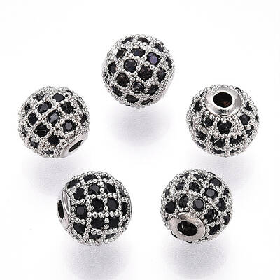 Rack Plating Brass Cubic Zirconia Beads