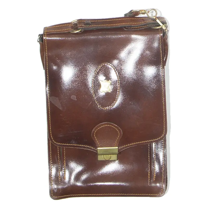Purse Mens Messenger Bag Brown Leather 90s