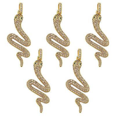 5Pcs Brass Micro Pave Cubic Zirconia Pendants