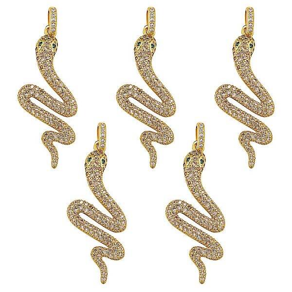 5Pcs Brass Micro Pave Cubic Zirconia Pendants