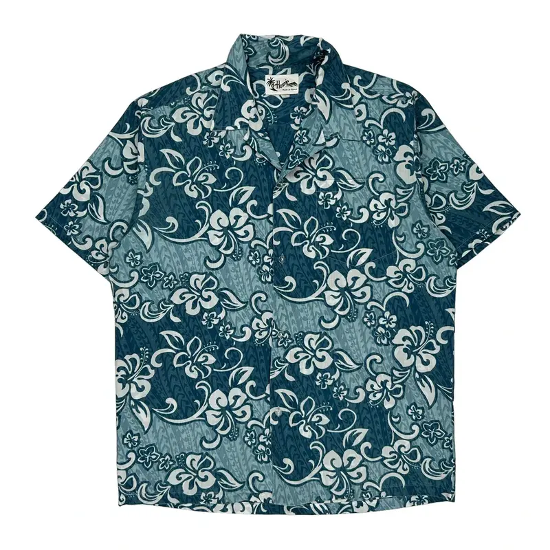 Howie Hawaiian Shirt - Large Blue Cotton