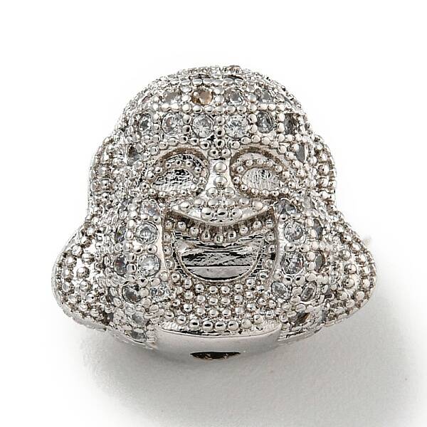 Brass Micro Pave Clear Cubic Zirconia Beads