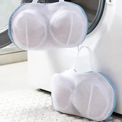2pcs Household Zipper Bra Laundry Bag, Anti-deformation Mesh Lingerie Washing Bag, Laundry Washing Bag For Washing Machine, R...