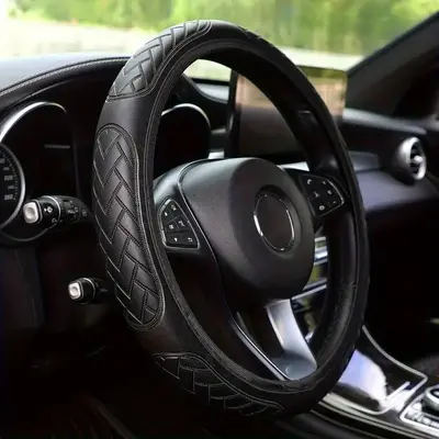Car Steering Wheel Cover, PU Leather Car Steering Wheel Cover, Elastic Band Anti-slip Protective Case, Auto Interior Accessor...