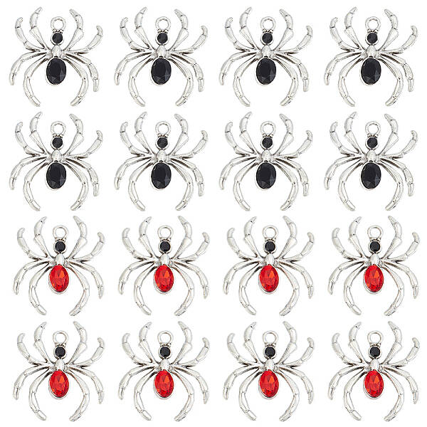 20Pcs 2 Colors Alloy Rhinestone Pendants