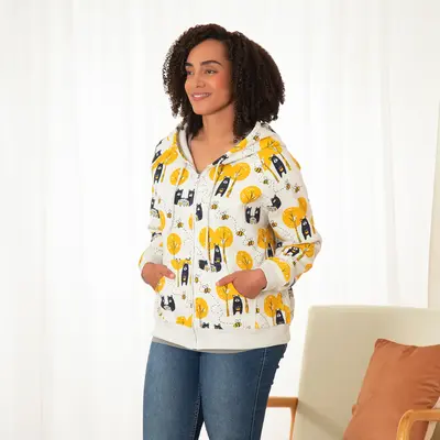 Honey Bear & Bee Zip Up Hoodie - S