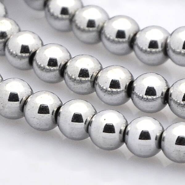 Round Non-magnetic Synthetic Hematite Beads Strands
