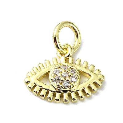 Eye Theme Brass Micro Pave Cubic Zirconia Charms