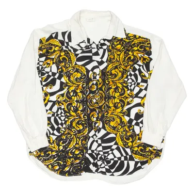 Womens Printed Blouse Gold Long Sleeve Crazy Pattern XL