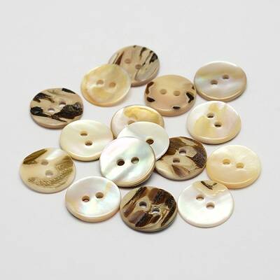 2-Hole Shell Flat Round Buttons