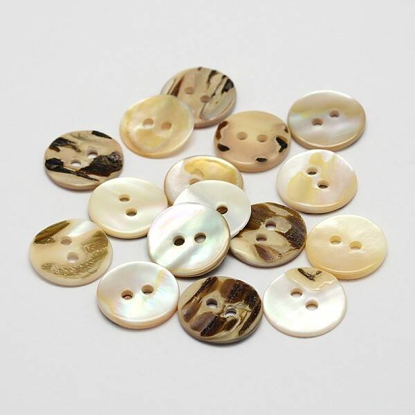 2-Hole Shell Flat Round Buttons