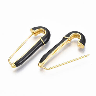 Brass Enamel Safety Pins Earrings