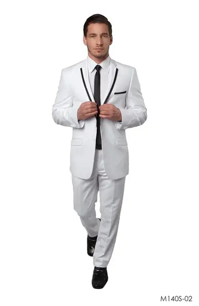 Tazio Men's Slim Fit Executive Suit Notch Lapel 2 Piece