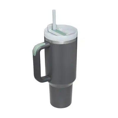 40 Oz Tumbler With Handle Straw Insulated, Stainless Steel Spill Proof Vacuum Coffee Cup Tumbler With Lid Tapered Mug Gifts F...