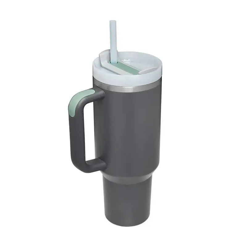 40 Oz Tumbler With Handle Straw Insulated, Stainless Steel Spill Proof Vacuum Coffee Cup Tumbler With Lid Tapered Mug Gifts F...