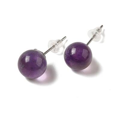 Natural Amethyst Stud Earrings