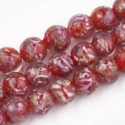 Handmade Gold Sand Lampwork Beads