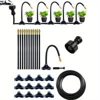 Drip Irrigation Kit, Automatic Watering System with Rotating Brass Spray Head, Garden Hose Nozzle, Garden Sprinkling Tool Set...