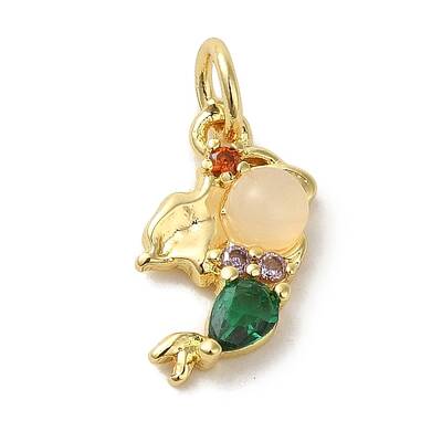 Brass Micro Pave Colorful Cubic Zirconia Glass Pendants